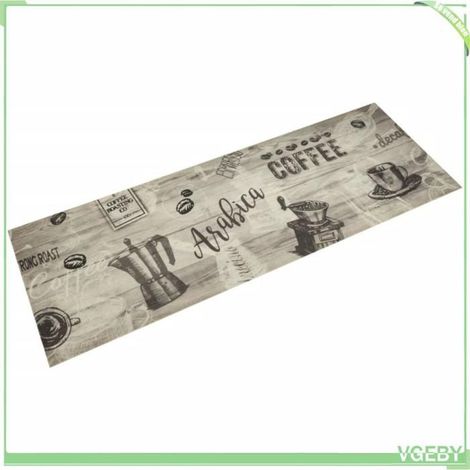Tapis de cuisine - FAFEISY - Imprimé café - Gris - 60 x 180 cm - Antidérapant (1/5)