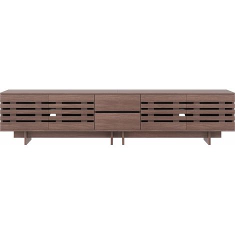 Moderne TV-Kommode aus MDF und Spanplatte in Nussbaumoptik, 200 x 39,5 x 55 cm, für TVs bis 80 Zoll (1/5)