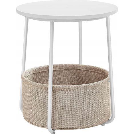 Mesa de centro redonda Valora con cesta blanca diseño elegante (1/5)