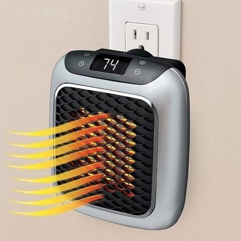 Chauffage électrique mural – Chauffage à brancher – Mini radiateur soufflant – Avec télécommande – 800 W – Noir