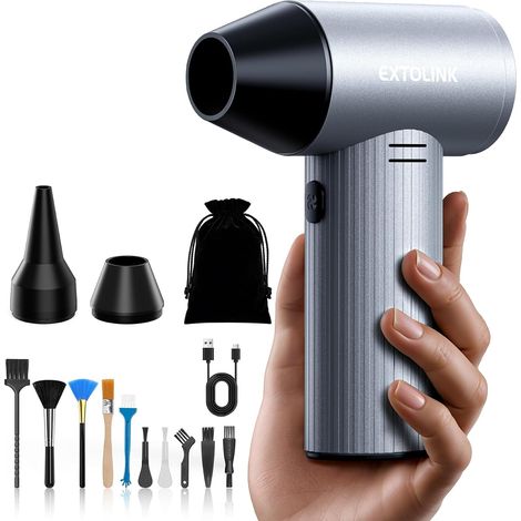 L7 Souffleur Air Comprimé, 330000 TR/Min Souffleur 7500mAh Batterie avec 360° Dissipation Chaleur, Mini Souffleurs sans Fil Puissant avec kit de Nettoyage pour Hôte, PC, Clavier