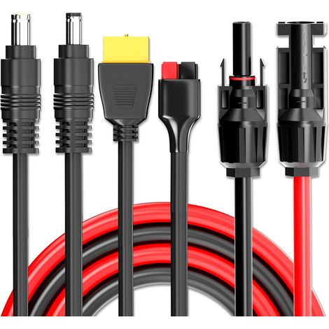 Câble d'extension solaire 4 en 1 - Adaptateur solaire vers fiche 45 A XT60 DC 8 mm CC 5,5 mm - Chargeur solaire - Câble parallèle pour station d'alimentation portable (1/5)
