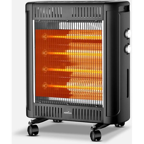 Chaudière électrique en quartz Kalinda noire 2400W avec anti-renversement et roulettes pivotantes