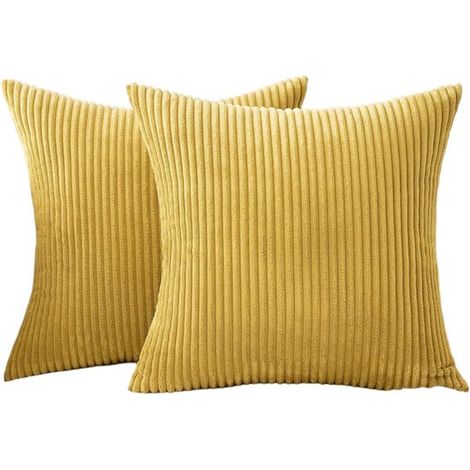 Set di due fodere per cuscini in velluto a coste,45 x 45 cm,Fodera per cuscino da divano,Fodera per cuscino da divano,Grigio chiaro (1/5)