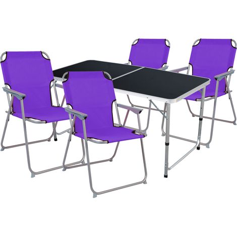 5-teiliges Campingmöbel Set lila 120x60x58/70cm schwarz-MMC330872B+4xMPO2600L (1/4)