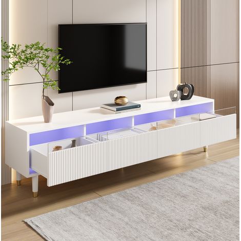 Mueble TV blanco de 178 cm con 4 cajones, MDF y acrílico HAVRYA (1/5)