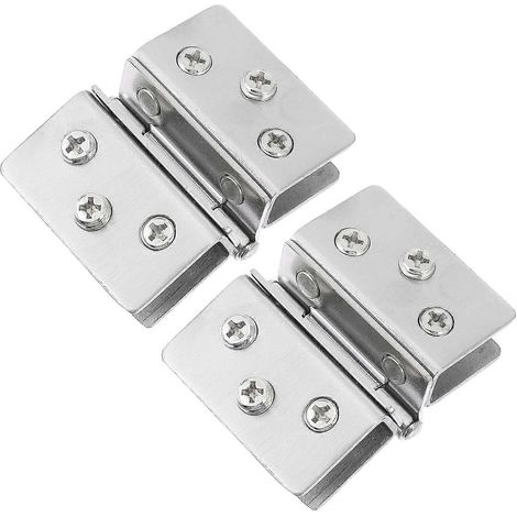 Gadpiparty Lot de 2 charnières double face en acier pour porte en verre et armoire (1/5)