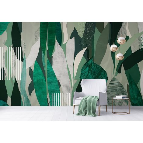 Papier Peint Abstrait - Feuillage Vert - 150 x 250 cm (1/2)