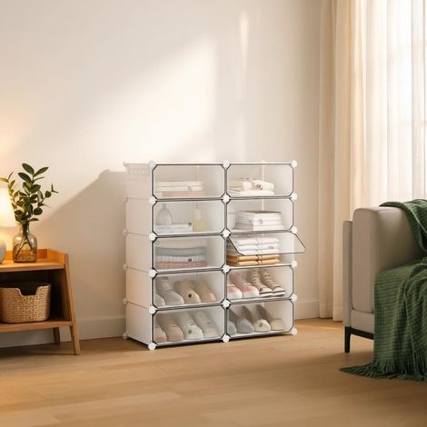 Étagère à chaussures modulable, meuble de rangement polyvalent, bibliothèque, organisateur pour jouets, armoire, salle de bain (lot avec étagère uniquement) (1/5)