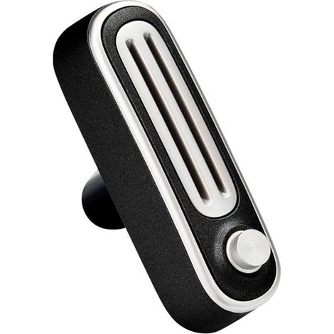 Clip désodorisant pour voiture à accrocher aux grilles d’aération, forme radio vintage, boîte vide rechargeable, noir (1/5)