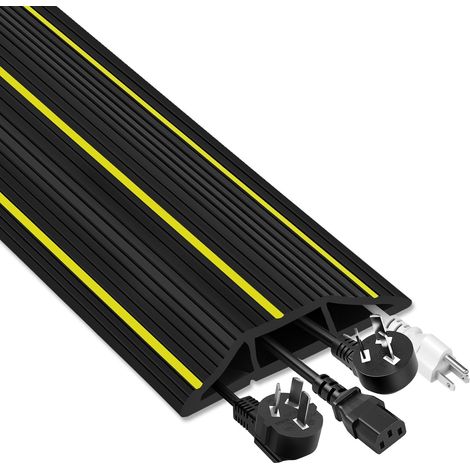Cache-câble de sol, protection de câble de 3 mètres, couverture de câble d'extérieur en caoutchouc 3 canaux de cordon, rangement de câble de sol pour la maison, le bureau, l'atelier, l'entrepôt (1/5)