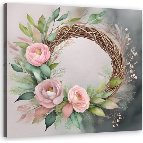 Quadro su tela, Fiori rosa astratti - 30x30 (1/5)