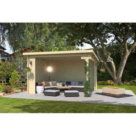 Buffalo 380-Log Cabin, Wooden Garden Room, Timber Summerhouse, Home Office - L420 x W324 x H250.8 cm