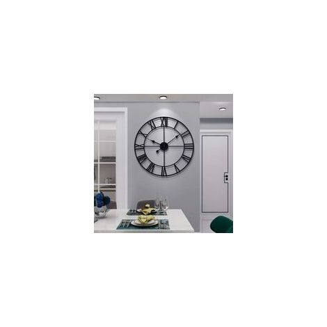Horloge Murale Ronde Métal - 40 cm 47 cm ou 60 cm - Silencieuse Sans Tic-Tac - Fonctionne Sur Pile - Pour Salon Chambre Cuisine (1/5)