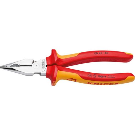 KNIPEX 08 26 185 Alicate universal en punta aislados con fundas multicomponentes, según norma VDE cromado 185 mm
