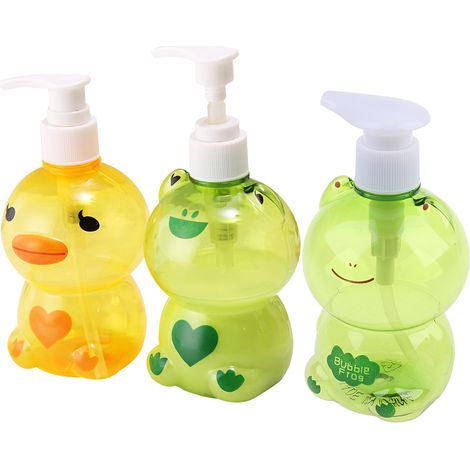 Tragbarer Seifenspender (250 ml) für Kinder, niedliche Tierform (Frosch/Ente), Druckknopf-Ausführung, S-AquaForge