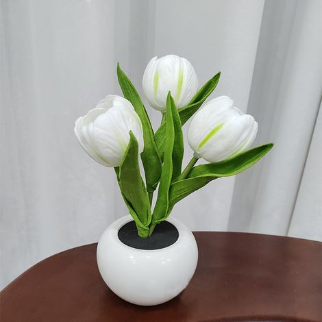 Lampe tulipe décorative d'intérieur, lampe de table LED simulant un pot de fleurs de tulipe, lampe veilleuse d'ambiance, cadeau (1/5)