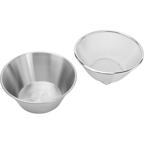Passoire Inox Acier Inoxydable, Bol Égouttoir Robust Réutilisable, Set de 3 Bols Mélangeurs pour Légumes et Fruits, Cuisine (1/5)