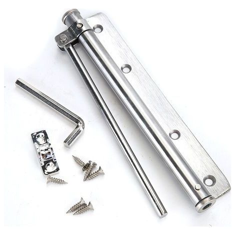 Türschließer aus Edelstahl mit einstellbarer Kraft, selbstschließender Türschließer, Kernsäulendurchmesser 16 mm, leichter und starker, langlebiger Türschließer mit silberner Feder, (1/5)