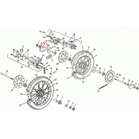 Tendeur chaîne de transmission P2R pour Moto Rieju 50 MX Avant (1/3)
