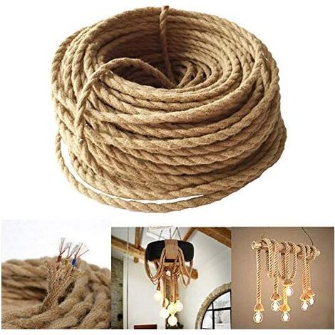 Câble d'alimentation électrique 3x0.75mm² fil de lin rétro tressé industriel 10m pour lampes suspension accessoires DIY (1/4)