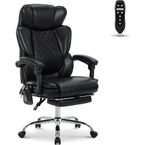 COLAMY Bürostuhl, ergonomischer Massagestuhl mit 6 Massagepunkten und 3-stufiger Lendenheizung, verstellbare Neigung 94–125°, Farbe Schwarz