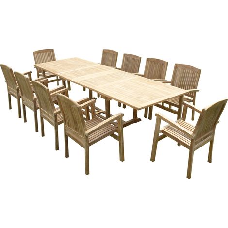 Ensemble de jardin en teck premium KIRANG 10 fauteuils AUDIA (1/4)