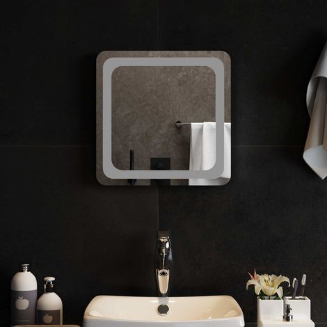 Teenpull – LED-Badezimmerspiegel Transparent 40 x 40 cm Gehärtetes Glas (1/5)
