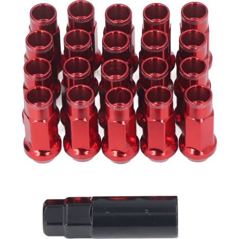 Lot de 20 écrous de roue métalliques M12x1,25, accessoires de voiture universels, de rechange pour Mitsubishi (rouge). (1/5)