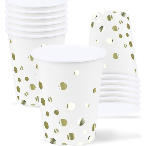 Bicchieri di carta monouso ZVK con pois dorati 12 pezzi 250 ml (1/4)