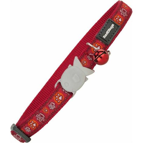 Collar para Gato Red Dingo Style Rojo 20-32 cm Huella de animal