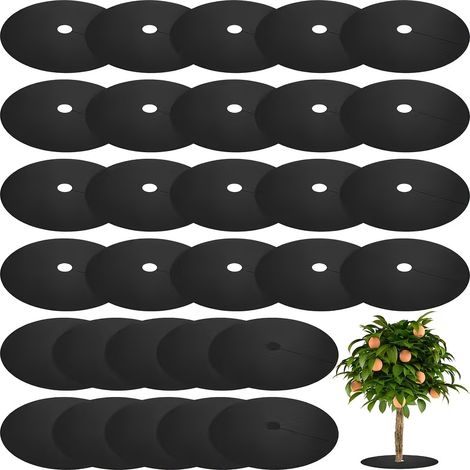 Lot de 30 anneaux de protection non tissés pour arbres, tapis de protection de 25 cm pour arbres et pelouse (1/5)