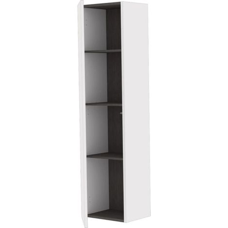 colonna pensile sospesa decor bagno con 1 anta colore bianco neve, 35x28x138 cm