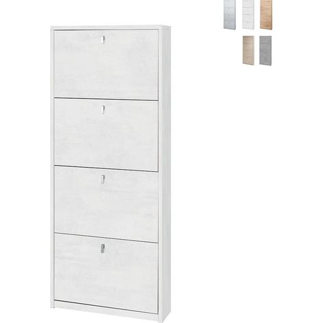 Platzsparender schmaler Schuhschrank mit vier Türen White Oxide 63x18x h154 cm (1/5)