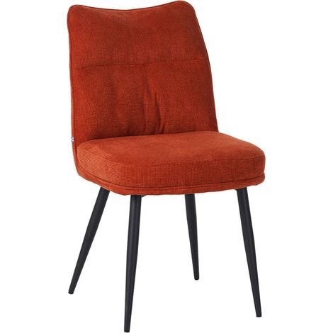 Chaise Louise tissu terracotta pieds métal (1/5)