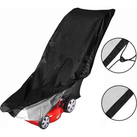 (Black, 25x76x44 inches) 210D Oxford Fabric Lawn Mower Cover Waterproof Lawn Tractor Protective Cover Dustproof Weatherproof