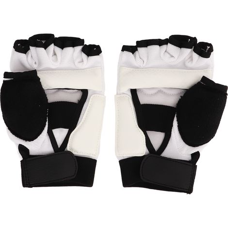 Paire de gants de taekwondo respirants et élastiques, demi-doigts, pour la boxe et le kickboxing, pour les arts martiaux. Taille S. (1/5)