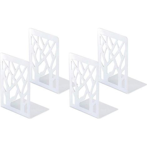 Lot de 2 paires de serre-livres blancs en métal, design moderne, antidérapants (1/5)
