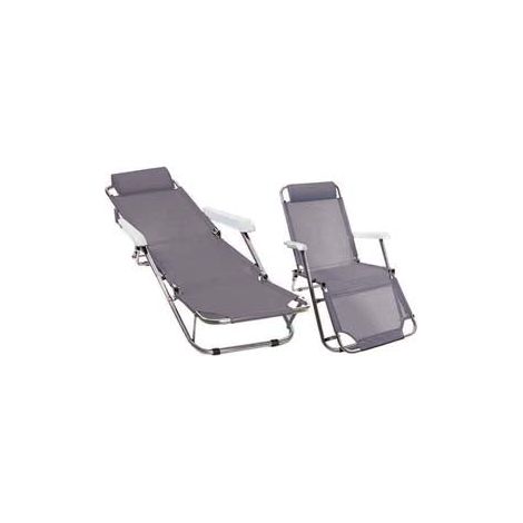 Transat Extensible En Aluminium Avec Tissu Texilène - cm.60x113/156x86h.