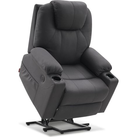 M MCombo elektrisch Aufstehhilfe Fernsehsessel Relaxsessel 7040 Massage Heizung elektrisch verstellbar USB Anschluss (Dunkelgrau-Microfaser) (1/5)