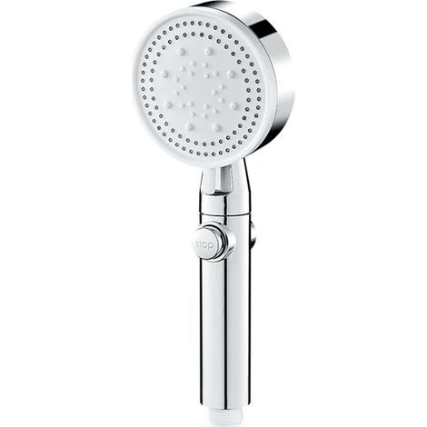 Silver Water Saving Shower Head, 5 Adjustable Modes, High Pressure, Instant Shut Off, Water Massage, Eco-Friendly Bathroom Accessory (1/5)