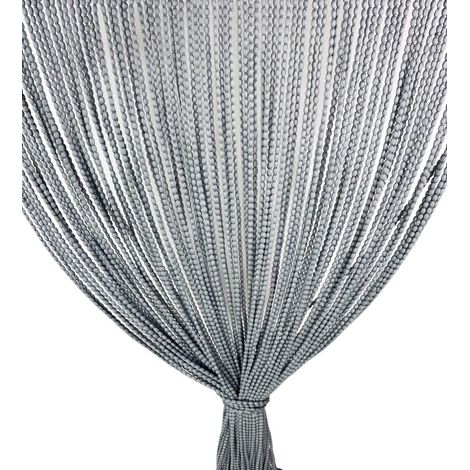 TENDA Mariel © SOFFICE a PERLINE in Stoffa Morbida Anti insetti antirumore a Fili GRIGIO Cm. 120x220