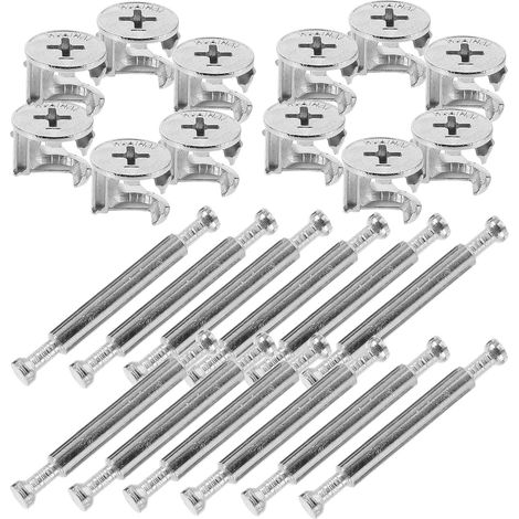 Healeved Furniture avec boulons à came, 10 jeux de raccords double tête, en fer argenté, fiables et