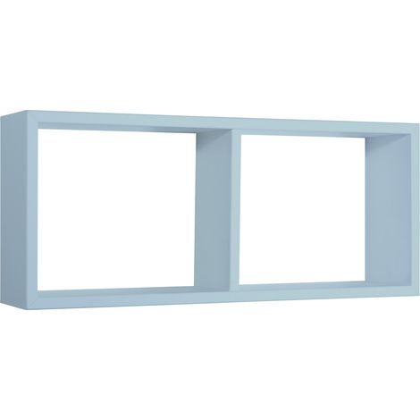 Mensola Rettangolare 2 Scomparti da Parete 70x30x15,5 cm in Fibra di Legno Morgana Blu Baltico (1/5)