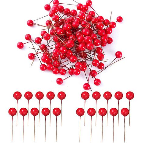 100 pièces Baies de Houx artificielles pour décorations Guirlande Faisant des Fournitures décoration de fête de noël (1/5)