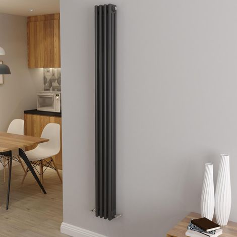 AICA Traditional Radiator Central Heating Cast Iron Style 3 Column Vertical 1800x200mm Anthracite