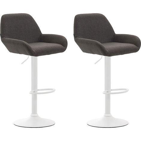 Lot de 2 tabourets de bar Braga en tissu Gris foncé Blanc