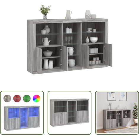 LED-Beleuchtung -  Sideboard mit LED-Leuchten Grau Sonoma 162x37x100 cm (1/5)