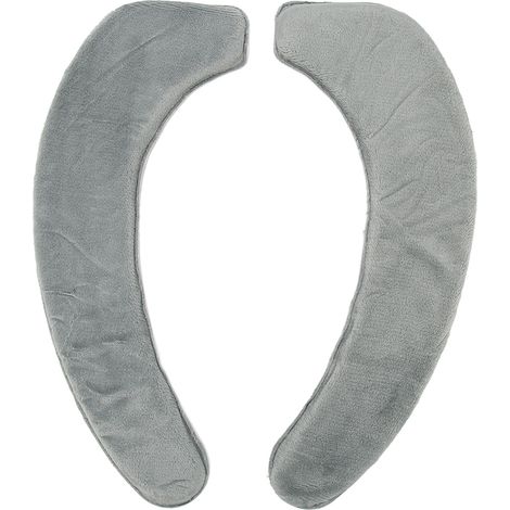 2 Pièces Couverture de Toilette Chaude Douce et Confortable, Lavable et Adhésive, Housse de Siège en Flanelle Grise (1/5)