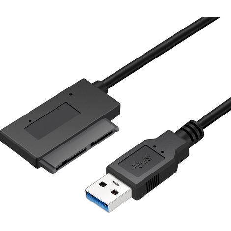 Câble adaptateur USB 3.0 vers SATA pour disque dur/SSD 1,8 pouces, prise 7+9 broches (1/5)